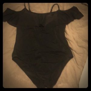 Sleeve black one piece swim suit